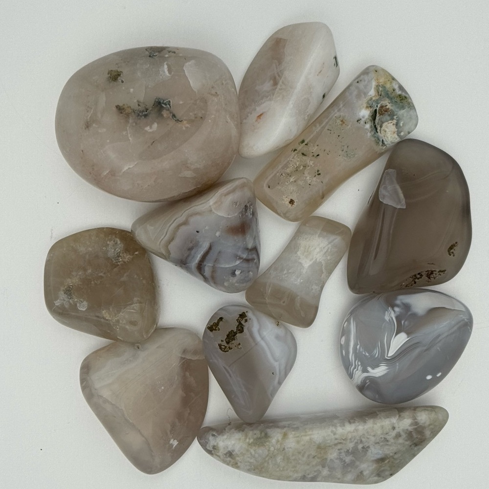 Polished quartz chalcedony agate Stone Set of 11